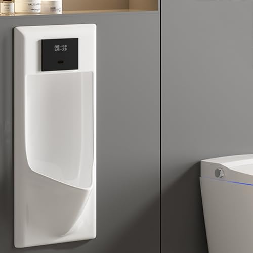 Urinal Keramik, Urinale für Männer Auslaufsicher, Spült Pissoir mit Automatischer Sensor für Badezimmer, Hotels, Einkaufszentren(White) von YANGLLYJ