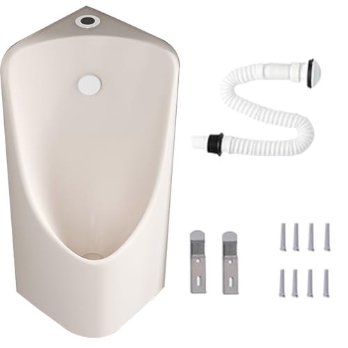 Urinal mit Sensor Spülung, Auslaufsicheres Eck-Urinal aus Keramik Urinente für Männer, Ideal für die Nachtnutzung, Platzsparendes Design(Beige) von YANGLLYJ