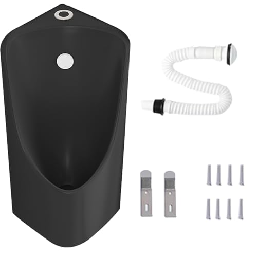 Urinal mit Sensor Spülung, Auslaufsicheres Eck-Urinal aus Keramik Urinente für Männer, Ideal für die Nachtnutzung, Platzsparendes Design(Black) von YANGLLYJ