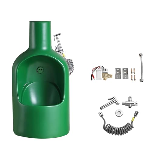 Urinale für Männer aus Keramik, Urinal Wand für Männer in Flaschenform mit Automatischer Sensorik, mit Sprühpistole für Badezimmer, Hotels(Green) von YANGLLYJ