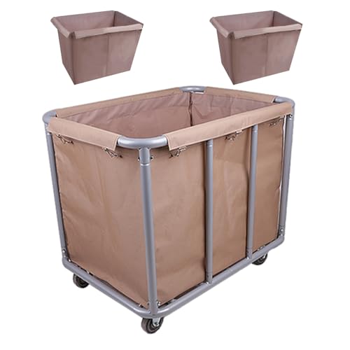 Wäschekorb mit Rollen, 400-Liter-wäschekorb Rollen, Wagen mit Rollen für Private und Gewerbliche Waschküchen(Beige) von YANGLLYJ