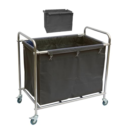 Wäschekorb mit Rollen, Wagen mit Rollen, Robuster Wäschewagen mit Geräuschloses Rad und Abnehmbaren Beuteln, für Zuhause, Hotel, Krankenhaus(Gray) von YANGLLYJ