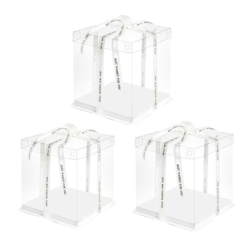YANGMIAN Transparent Cake Box Bakery Boxes,3Pcs Clear Cake Box for Cake Chocolate Donut,Treat Boxes Gift for Party Wedding Graduation,38x38x40 cm von YANGMIAN