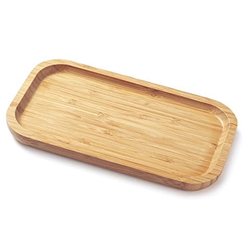 Bambus Badezimmertablett, Schminktisch Tablett, Serviertablett Holz, Toilettentank Tablett, Tischtablett, Kosmetik Tablett Organizer, 25 x 14 x 2 cm von YANGQIHOME