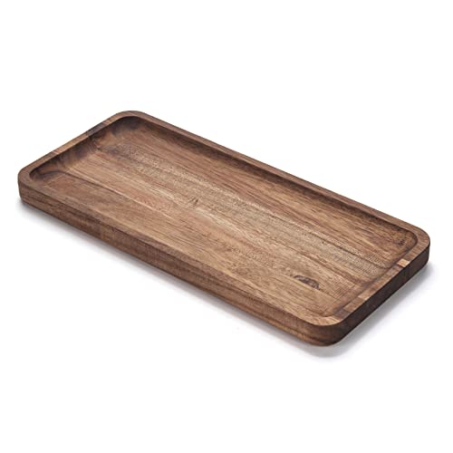 Holztablett, Akazienholz-Serviertablett, Servierplatte, Vorspeise, Charcuterie Snackbrett, Tablett Organizer für Küche/Waschtisch/Arbeitsplatte, 30 x 14 x 2 cm von YANGQIHOME
