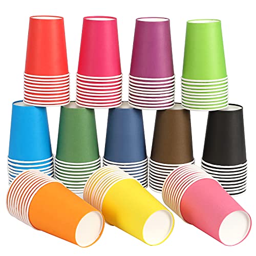 YANGTE 120 Stück Einweg Pappbecher, 250 ml Multicolor Partybecher Biologisch Abbaubar für Hochzeit, Kinder DIY, Partybedarf, Kaffee, Tee, Heißen und Kalten Getränken von YANGTE