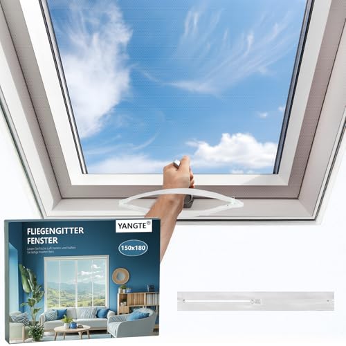 YANGTE Fliegengitter Fenster Weiß Fliegengitter Dachfenster 150 x 180 cm - Ohne Bohren Zuschneidbar mit Selbstklebendem Klettband und Reißverschluss 1 Stück YANGTE Fliegengitter Fenster Weiß Fliegengitter Dachfenster 150 x 180 cm - Ohne Bohren Zuschneidbar mit Selbstklebendem Klettband und Reißverschluss 1 Stück von YANGTE