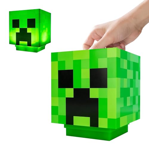 YANGUN Creeper Lampe, Creeper Licht mit Zombie-Sounds, 11 cm USB-Aufladung Grün 3D Cube Lampe, Gaming Zubehör Zimmer Deko, Tragbar Nachtlicht Geschenk für Kinder Erwachsener von YANGUN