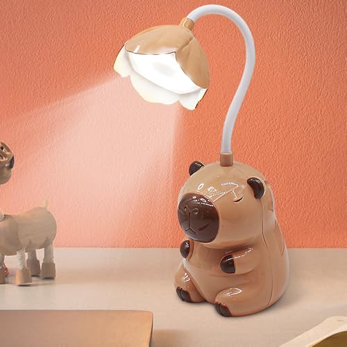 YANGUN Schreibtischlampe Kinder, Capybara Tischlampe, 2-in-1 Cartoon Schreibtischlampe mit Bleistiftspitzer,Wiederaufladbare Schreibtischlampe für Kinder,Capybara Nachttischlampe für Lektüre Studieren von YANGUN