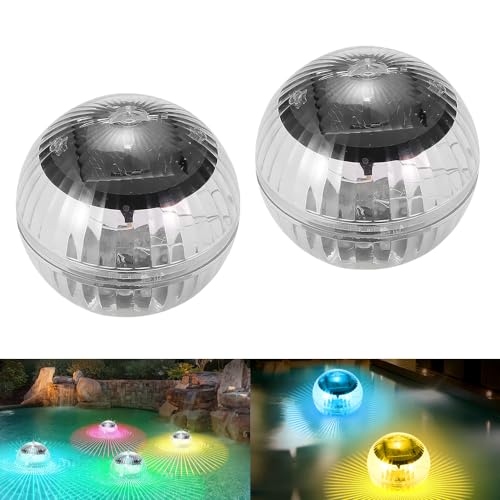 YANGUN Solar Schwimmende Pool Licht, 2 Stück LED Poolbeleuchtung Solar, Schwimmende Poolbeleuchtung, Pool Lichter Unterwasser Solar mit 7 Farbwechsel Wasserdicht Teichbeleuchtung für Pool Garten Deko von YANGUN