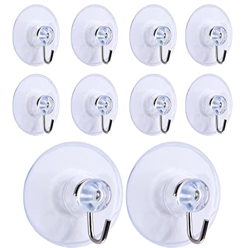 10 Stück Saugnapf Haken, abnehmbare transparente Saugnapf Sauger Wandhaken Kleiderbügel für Badezimmer Küche Dusche Handtuch Wandhaken Kleiderbügel Zubehör (45mm) von YANGWEN