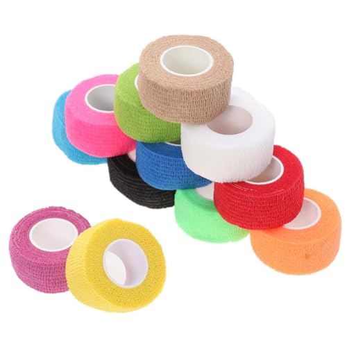 YANGWEN 12 Rollen Selbstklebender Verband, 2,5cmx4,5m Selbsthaftende Bandage Elastische Fixierbinde Haftbandage Selbstklebend fürSport Hand Arm Fuß Gelenk Finger(Bunt) von YANGWEN