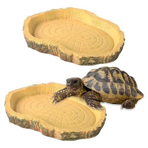 YANGWEN 2 Stück Wasserschale Terrarium, Reptilien Wasserschale, Futterschale,Terrarium Trinkschale,Reptilien Wasserschale Und Futterschale, Landschildkröten Zubehör Für Trinkwasser von YANGWEN