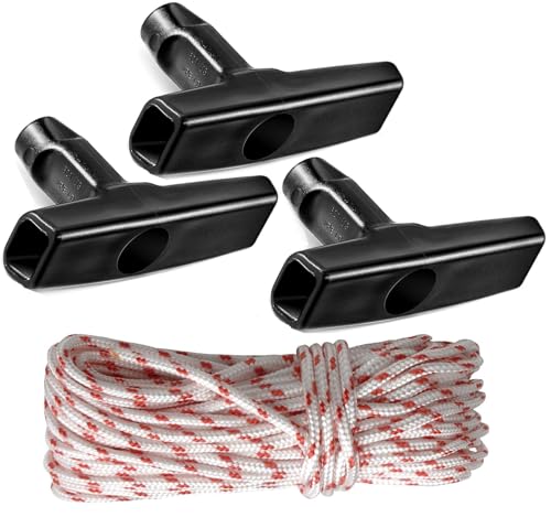 YANGWEN Rückstoßstartseil mit Griff,Rückspulstartseil 10 Meter *3,0 mm mit 3 Stück Startergriff Rasenmäher Starter Schnur Seil für Rasenmäher Kettensäge Trimmer Edger Bürste Schneider Motorteile von YANGWEN