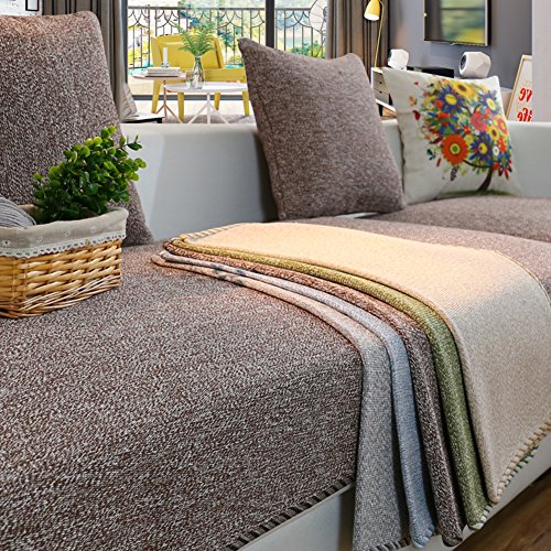 YANGYAYA Abschnittal Sofa Decken,Sofa-Handtuch abdeckungen,Sofa-Protector-Baumwoll-leinen Anti-rutsch dekorative Sofa Cover werfen setzt für Wohnzimmer kissenhülle-Brown 90x160cm(35x63inch)(1PCS) von YANGYAYA