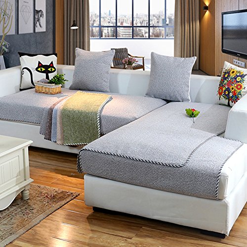 YANGYAYA Abschnittal Sofa Decken,Sofa-Handtuch abdeckungen,Sofa-Protector-Baumwoll-leinen Anti-rutsch dekorative Sofa Cover werfen setzt für Wohnzimmer kissenhülle-Gray 70x150cm(28x59inch)(1PCS) von YANGYAYA