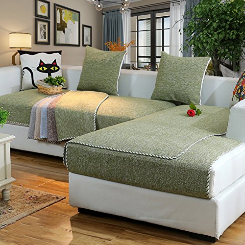 YANGYAYA Abschnittal Sofa Decken,Sofa-Handtuch abdeckungen,Sofa-Protector-Baumwoll-leinen Anti-rutsch dekorative Sofa Cover werfen setzt für Wohnzimmer kissenhülle-Grün 90x90cm(35x35inch)(1PCS) von YANGYAYA