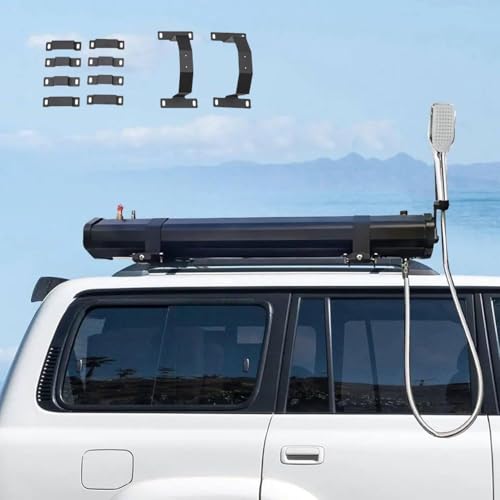 Tragbarer Duschtank mit Solarheizung – auf dem Dachgepäckträger montierbarer Wasserbehälter, Duschkopf und Schlauchset, zum Wandern, Autowaschen, Reinigen von Haustieren,7.9Gal/30L von YANGYMM