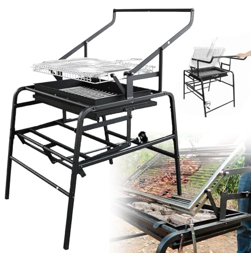 YANGYMM 360 ° Drehbarer Holzkohlegrill, Wendegrill Aus Edelstahl, Faltbarer AußEngrill, Grill Geeigneter Kebab-Grill, Einstellbarer Picknickgrill, für Mehrere Personen von YANGYMM