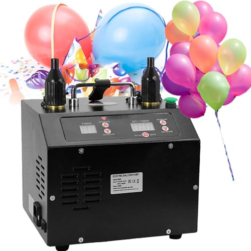 YANGYMM Elektrische Luftballonpumpe, Tragbare 1400-W-Ballonpumpe mit Timer Und ZäHler, Luftballon mit DoppeldüSe, mit FußPedalsteuerung fürDen Inflator, für Hochzeitsballons, Partydekoration von YANGYMM