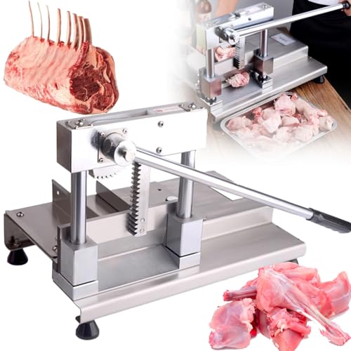 YANGYMM Manueller Fleischknochenschneider, Hartknochenschneider aus Edelstahl, Manueller Rippenfleischhacker-Knochenschneider, Vollstahlklinge, für Rind-, Ziegen-, Schweine-, Fisch-, Metzger von YANGYMM