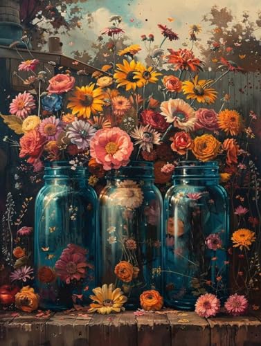 Diamond Painting Blume Diamond Painting Erwachsene, 5D DIY Crystal Art Vase Muster Quadratische Steine Vollbohrer Mosaik Bastelset Erwachsene für Zimmer Deko, Geschenke 20 x 30 cm -yym2507BRK5C von YANGYUMBOU
