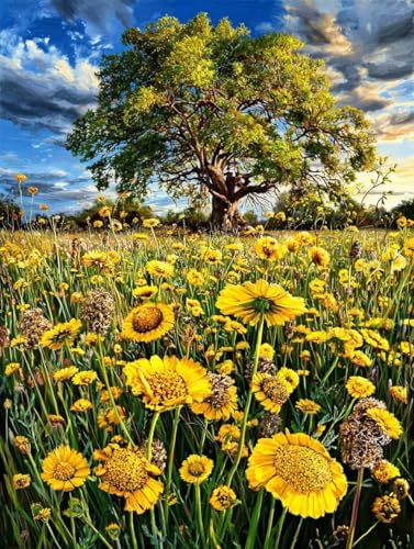 Diamond Painting Chrysantheme Diamond Painting Erwachsene, 5D DIY Crystal Art Baum Muster Quadratische Steine Vollbohrer Mosaik Bastelset Erwachsene für Zimmer Deko, Geschenke 100 x 135 cm -yym2507LH von YANGYUMBOU