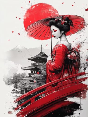 Diamond Painting Japan Diamond Painting Erwachsene, 5D DIY Crystal Art Frau Muster Quadratische Steine Vollbohrer Mosaik Bastelset Erwachsene für Zimmer Deko, Geschenke (80x110cm) -yym2507M5NB2 von YANGYUMBOU