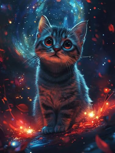 Diamond Painting Katze Diamond Painting Erwachsene, 5D DIY Crystal Art Tier Muster Quadratische Steine Vollbohrer Mosaik Bastelset Erwachsene für Zimmer Deko, Geschenke 20 x 30 cm -yym2507LK149 von YANGYUMBOU