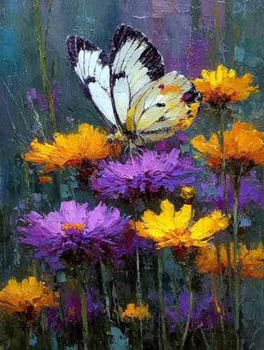Diamond Painting Schmetterling Diamond Painting Erwachsene, 5D DIY Crystal Art Blume Muster Quadratische Steine Vollbohrer Mosaik Bastelset Erwachsene für Zimmer Deko, Geschenke 80x110cm -yym2507V0 von YANGYUMBOU