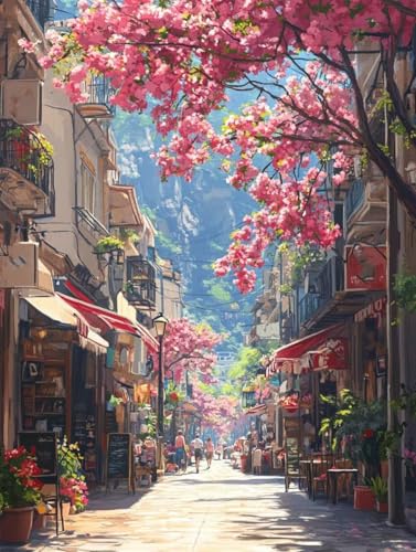 Diamond Painting Stadt Diamond Painting Erwachsene, 5D DIY Crystal Art Landschaft Muster Quadratische Steine Vollbohrer Mosaik Bastelset Erwachsene für Zimmer Deko, Geschenke 40x55cm -yym2507IX von YANGYUMBOU