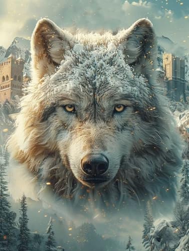 Diamond Painting Wolf Diamond Painting Erwachsene, 5D DIY Crystal Art Tier Muster Quadratische Steine Vollbohrer Mosaik Bastelset Erwachsene für Zimmer Deko, Geschenke (100x135cm) -yym2507D4L92 von YANGYUMBOU