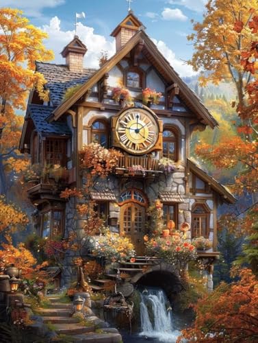 Häuser Diamond Painting 70x95cm, Diamant Painting Bilder Herbst Crystal Art 5D DIY Eckige Steine Diamant Malerei Cross Stitch Stickerei Basteln Erwachsene für Deko Wohnzimmer, Geschenke -yym250770 von YANGYUMBOU