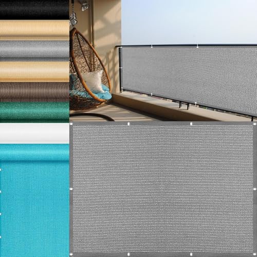 Balkon Sichtschutz 1.2 x 7 m Windschutz UV Schutz Balkonverkleidung Sichtschutz Leicht Und Haltbarkeit für Carport Zaun Außen, Grau von YANHONG