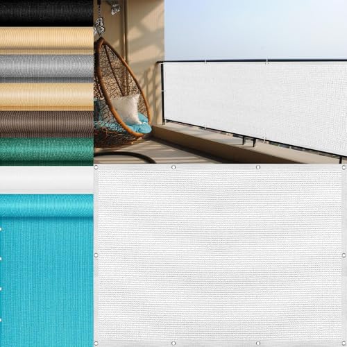Balkon Sichtschutz 1.9 x 5.4 m Windschutz UV Schutz Balkonverkleidung Sichtschutz Leicht Und Haltbarkeit für Carport Zaun Außen, Weiß von YANHONG