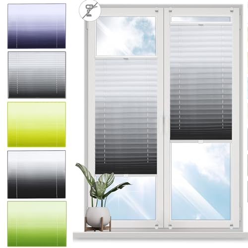 Klemmfix Plissee Ohne Bohren 20 x 50 cm Sonnenschutz Easyfix Lichtdurchlässig Rollos für Fenster und Tür mit Klemmträger / -fix für Fenster & Tür, Grau von YANHONG