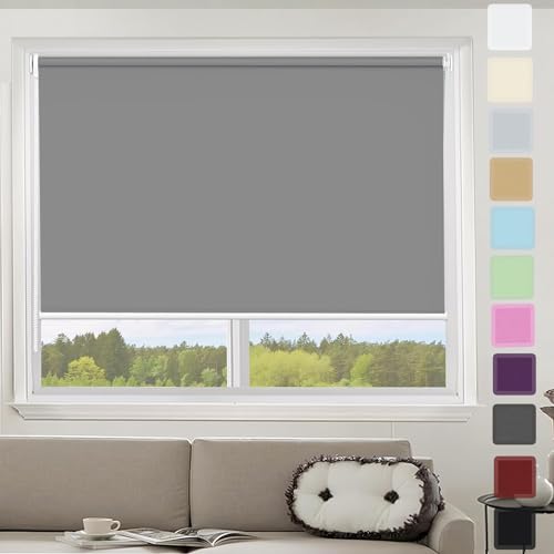 Klemmfix ohne Bohren Verdunklungsrollo 35 x 240 cm Einfache Installation, Klemmfix, Thermorollo, Fensterrollo innen mit Klämmträger, für Fenster & Tür, Dunkelgrau von YANHONG