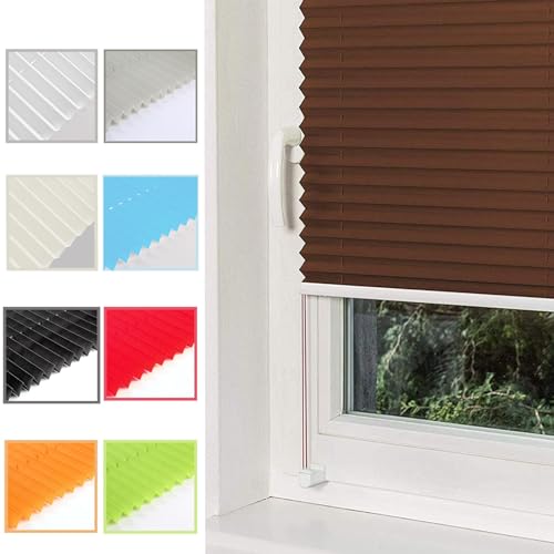 Plissee Klemmfix Klemmfix-Plissee 70 x 90 cm Blickdicht Easyfix Sonnenschutz Faltrollo Plisseerollo mit Klemmträger, Inkl. Aller Montage-Teile, für Fenster ohne Bohren, Braun von YANHONG