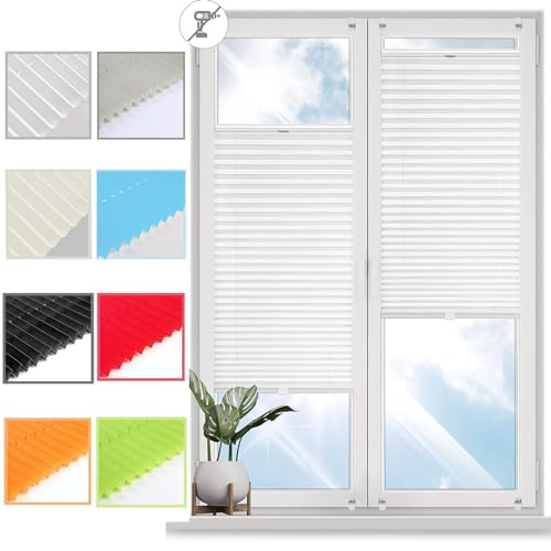 Plissee Klemmfix Plisseerollo 35 x 140 cm Sichtschutz und Sonnenschutz Plissees für Fenster Plissee Blickdichtes Falt-Rollo, für Fenster ohne Bohren, Weiß von YANHONG