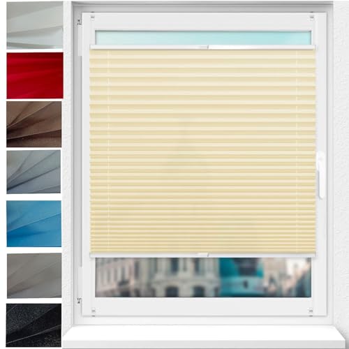 Plissee nach maß,Plissee Faltrollo 45 x 110 cm Blickdicht Easyfix lichtdurchlässig Fertifplissee - Rollos für Fenster und Tür Rollo für Fenster & Tür für Fenster ohne Bohren, Beige von YANHONG