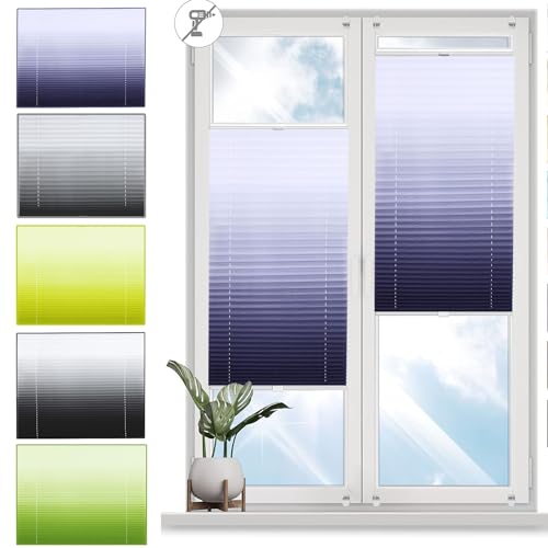 Plissee ohne Bohren Plissees Klemmfix 55 x 90 cm Blickdicht Sichtschutz Sonnenschutz Jalousie Rollo für Fenster und Tür, mit Klemmträger für Fenster und Tür, Lila von YANHONG