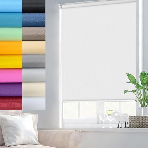 Rollo ohne Bohren Verdunklungsrollo 115 x 80 cm Sichtschutz und Sonnenchutz,ohne Bohren Sonnenschutz Klemmrollo Fensterrollo mit Klämmträger, für Fenster & Tür, Weiß von YANHONG