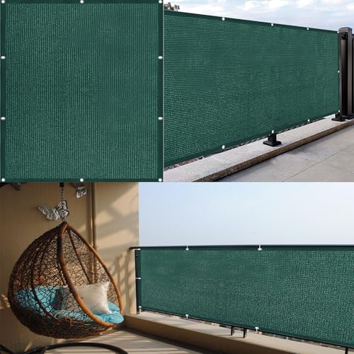 Sichtschutz für Den Balkon 110 x 390 cm Abschattung Reißfest Robust Balkon Sichtschutz Blickdicht Multi Farbe Und Größe für Carport Zaun Außen, Grün von YANHONG