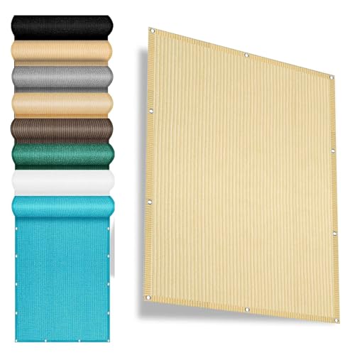 Sichtschutz für Den Balkon 2.6 x 5 m Abschattung Reißfest Robust Balkon Sichtschutz Blickdicht Leicht Und Haltbarkeit für Gewächshaus Hinterhof, Sandgelb Sichtschutz für Den Balkon 2.6 x 5 m Abschattung Reißfest Robust Balkon Sichtschutz Blickdicht Leicht Und Haltbarkeit für Gewächshaus Hinterhof, Sandgelb von YANHONG