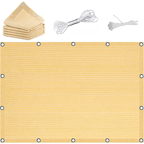 Sonnensegel Wasserdicht Rechteckig 1.2x4.5m Balkon Sichtschutz Sonnenschutz Balkon Garten Wind- und UV-Schutz für Gartenzaun Balkonzaun, Creme Farben von YANHONG