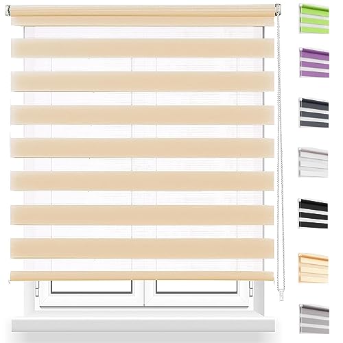 Thermo Rollo Verdunklungsrollo 90x300cm Adjustable and Lightweight, Verdunklungsrollo Fensterrollo Rollo mit Bohren Klemmfix für Fenster & Tür, Beige von YANHONG