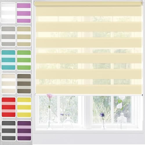 Tragbare Verdunkelungsrollo 105 x 250 cm Höhe Stufenlos Verstellbar Rollo Seitenzugrollo,Fenster Verdunkelung mit Bohren Klemmfix für Fenster, Beige von YANHONG