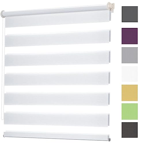 Tragbare Verdunkelungsrollo 40x220cm Dachfenster Verdunkelung Sonnenschutz Seitenzugrollo Doppelrollo Thermorollo mit Bohren für Fenster und Tür, Weiß von YANHONG