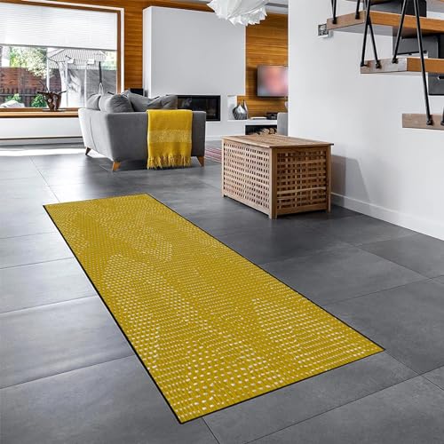 YANHONG Supersoft kurzflor Teppich 50 x 60 cm Wetterfest rutschfest Waschbar Küchenläufer Teppichläufer Küchenteppich mit rutschfestem Gelrücken für Esszimmer, Küche, läufer Flur, Gelb von YANHONG