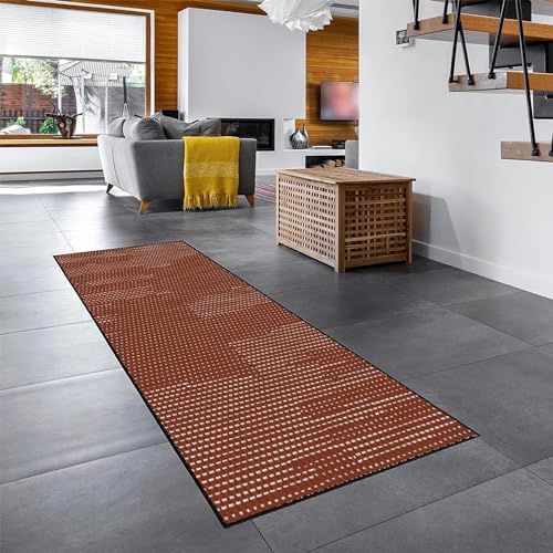 YANHONG Teppich Läufer Flur Küchenteppich 100 x 140 cm Hochwertiges Qualitätsprodukt Läufer Schmutzfangmatte mit Anti-Rutsch Unterseite für Küche, Flur & Wohnraum, Orange von YANHONG